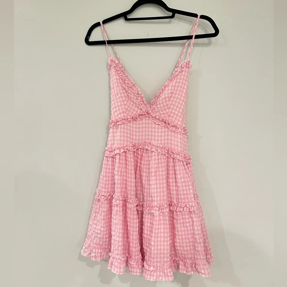 Mable Pink Gingham Mini Dress